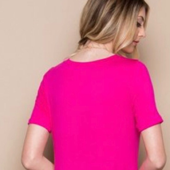 Hot Pink Front Slit Twist Front Maxi Tunic - Picture 4 of 4